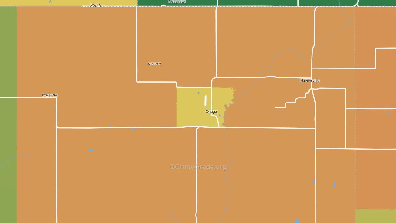Onaga, KS Map of Theft Rates