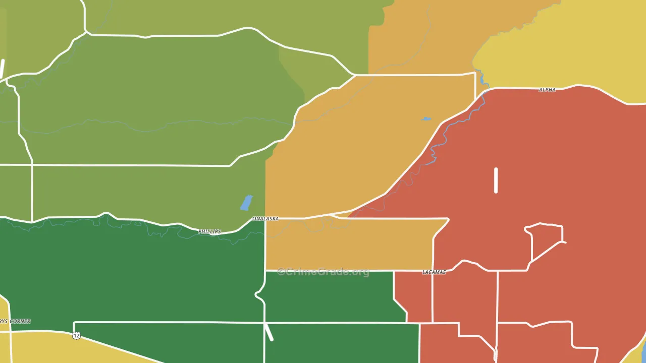 Onalaska, WA Map of Theft Rates