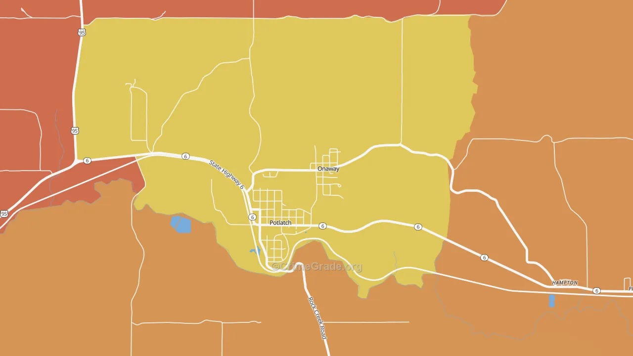 Onaway, ID Map of Theft Rates