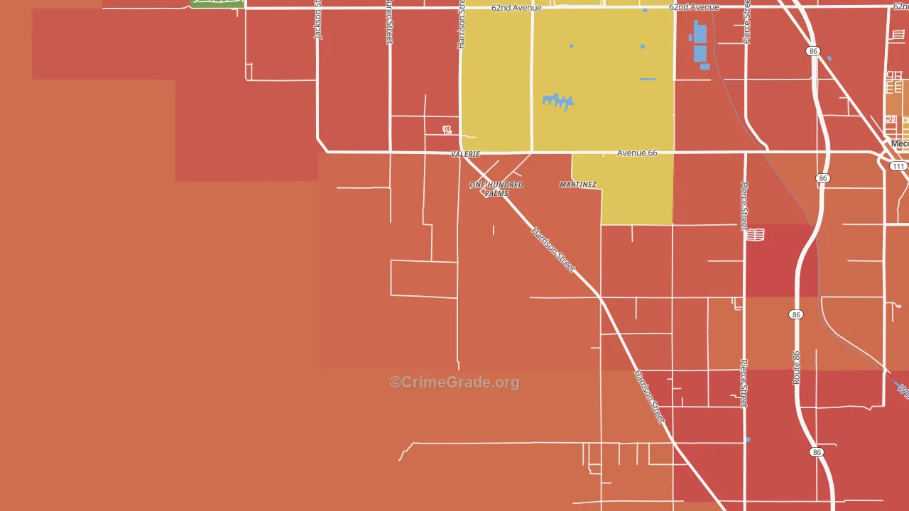One Hundred Palms, CA Map of Theft Rates