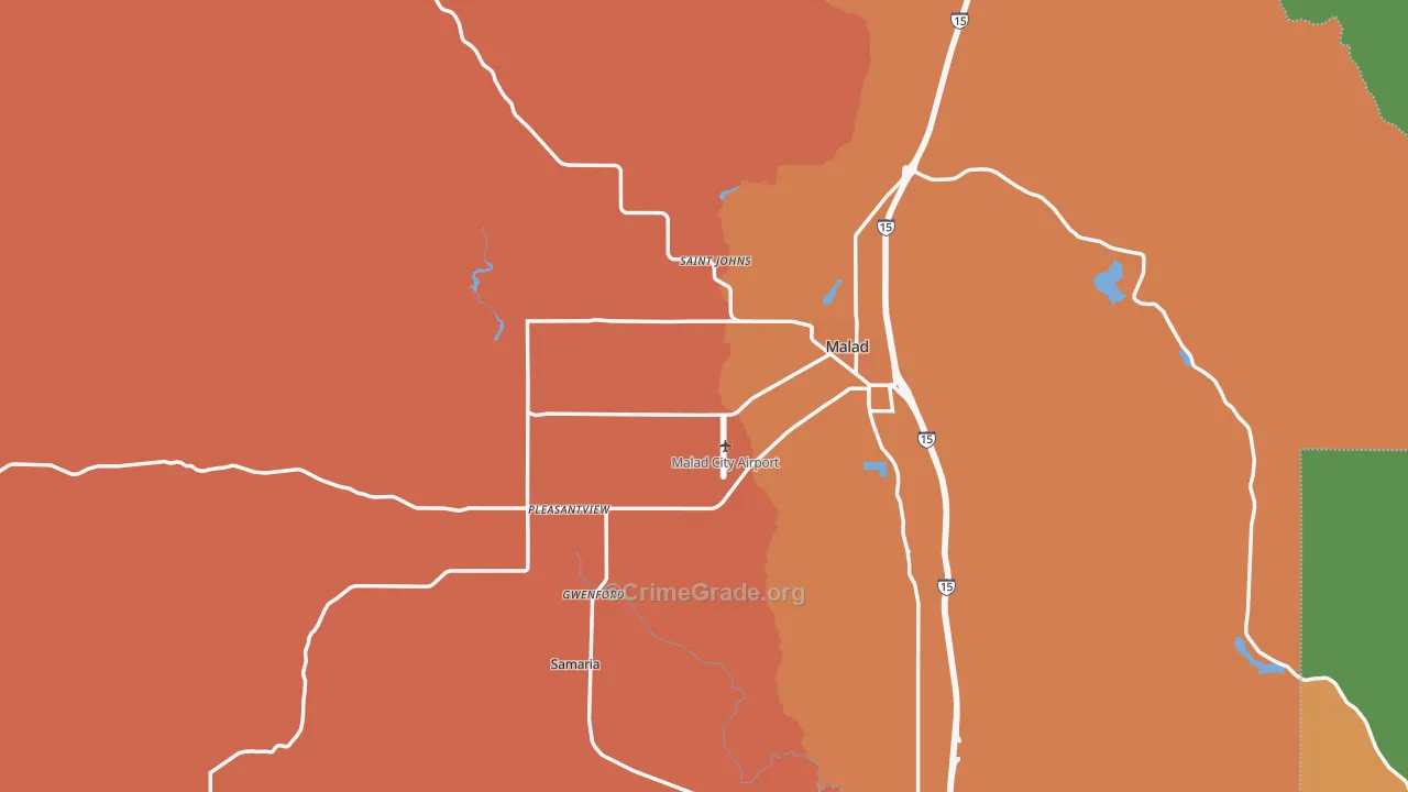 Oneida County, ID Map of Theft Rates
