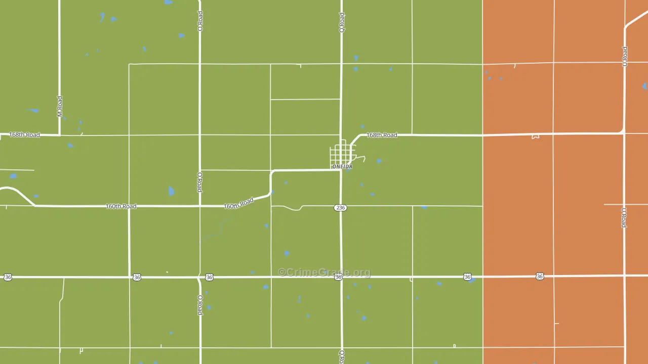 Oneida, KS Map of Theft Rates