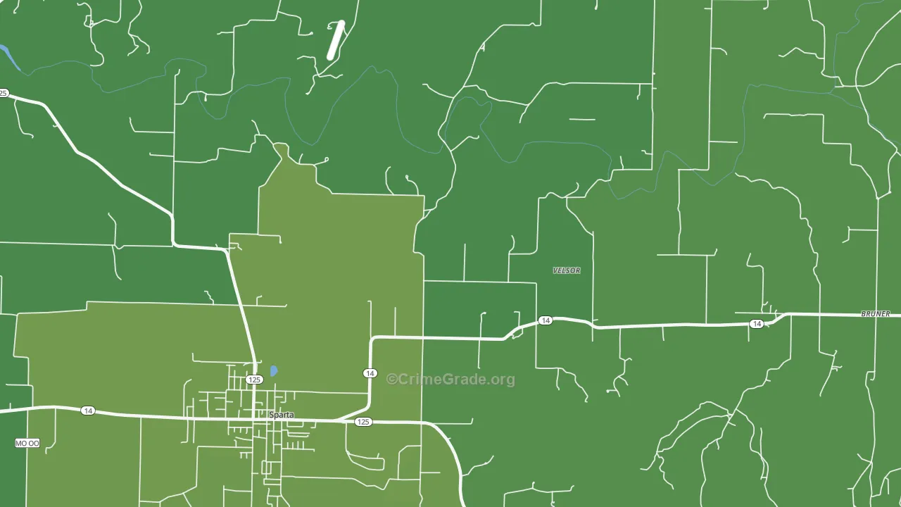 Ongo, MO Map of Theft Rates