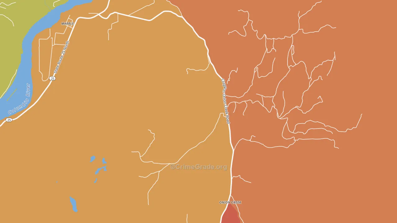 Onion Creek, WA Map of Theft Rates