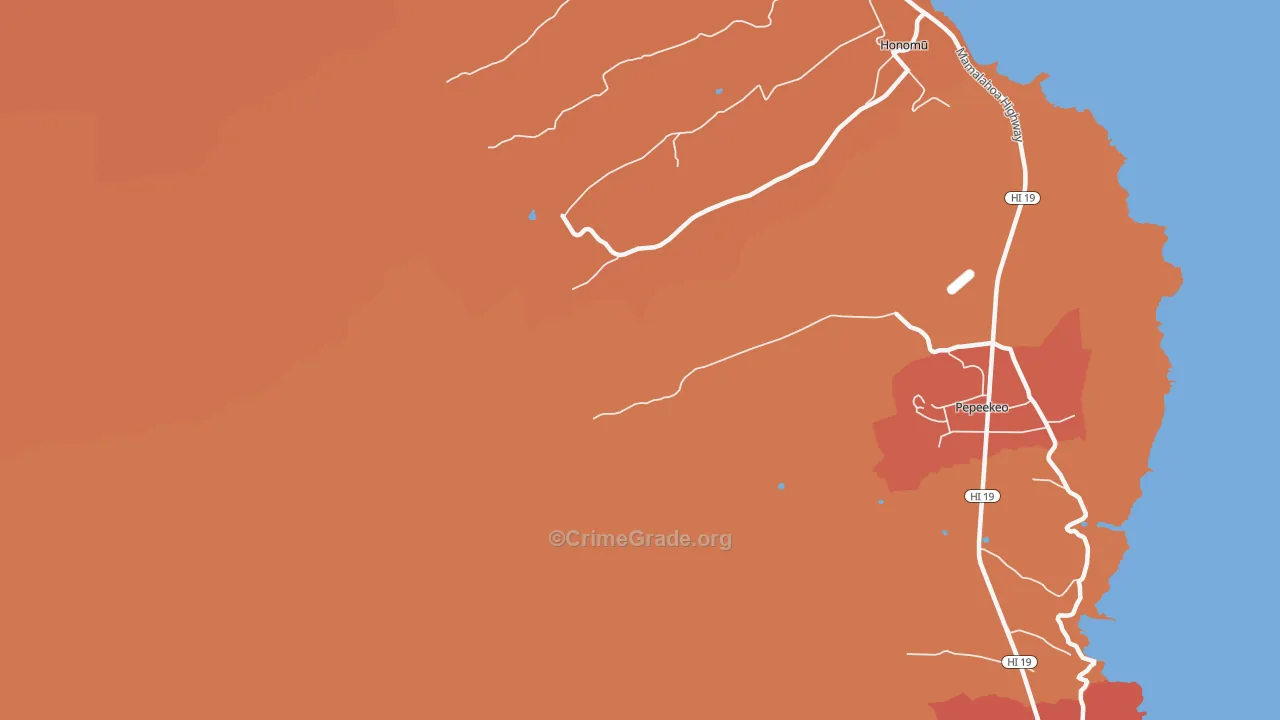 Onomea, HI Map of Theft Rates