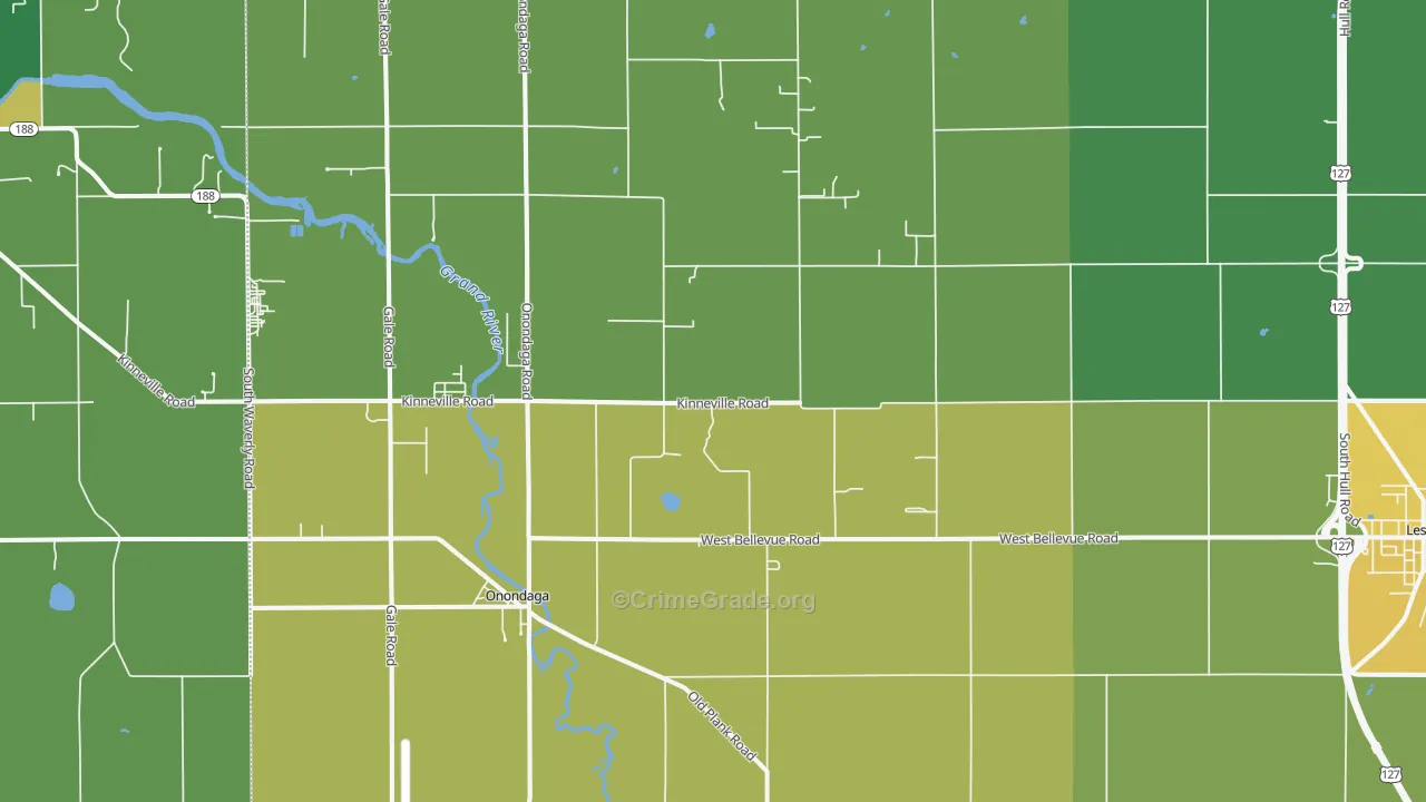 Onondaga, MI Map of Theft Rates