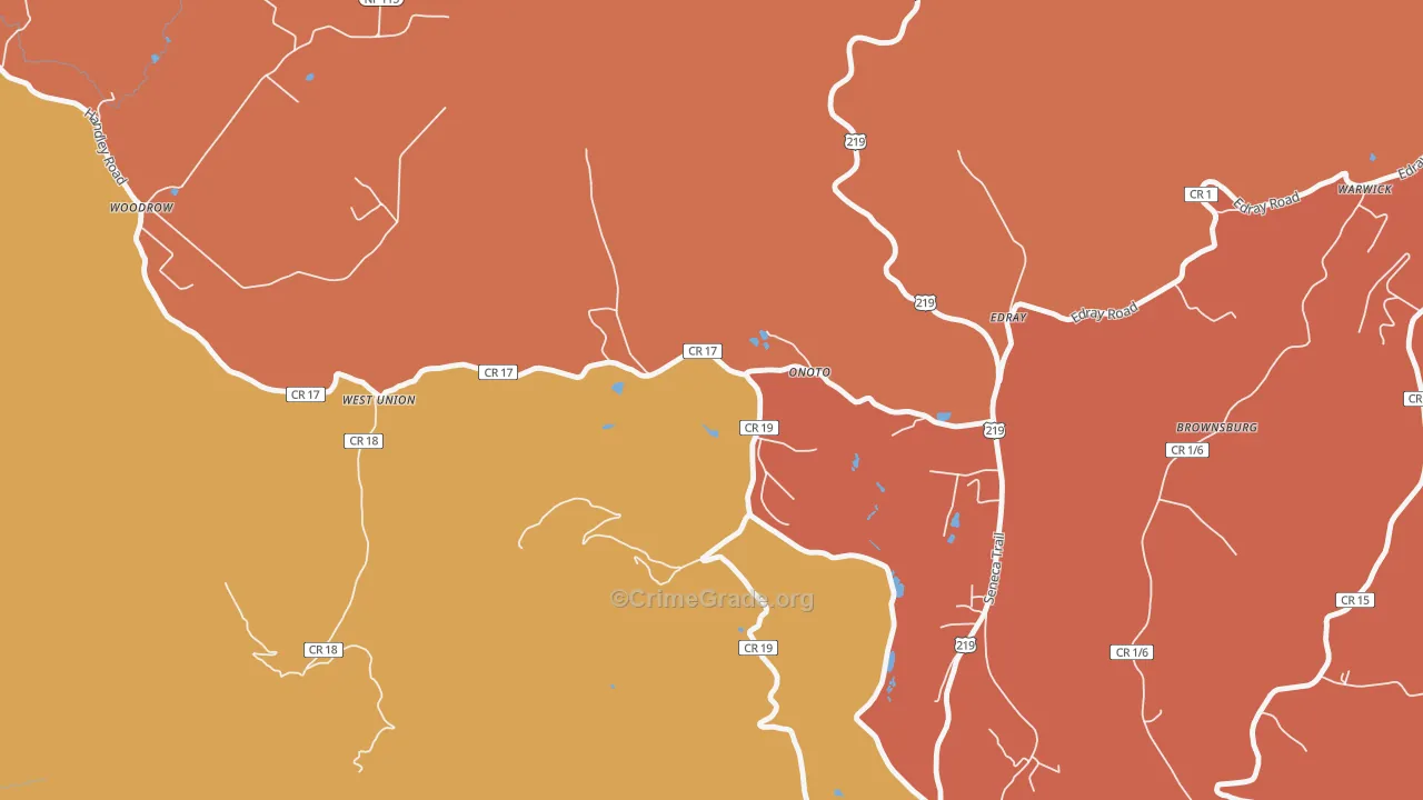 Onoto, WV Map of Theft Rates