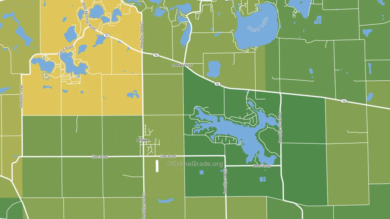Onsted, MI Map of Theft Rates