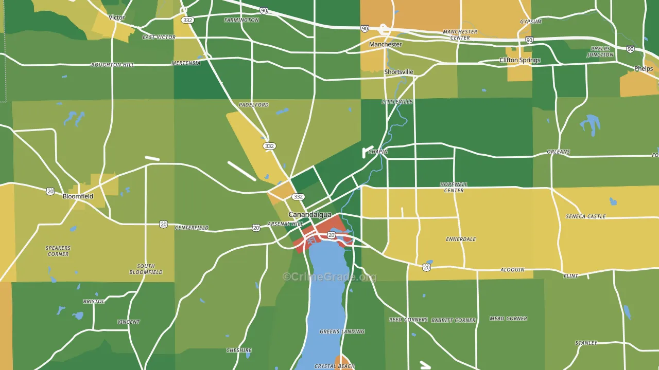 Ontario County, NY Map of Theft Rates
