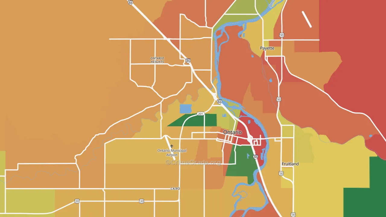 Ontario, OR Map of Theft Rates