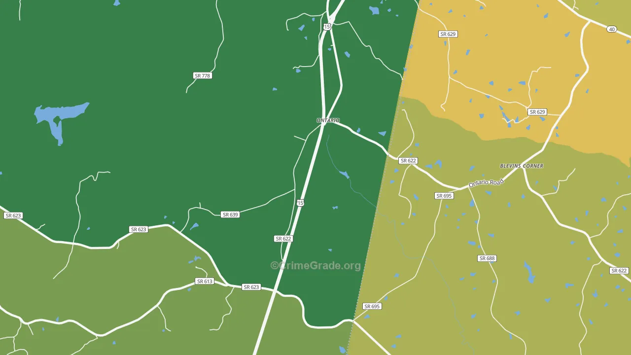Ontario, VA Map of Theft Rates