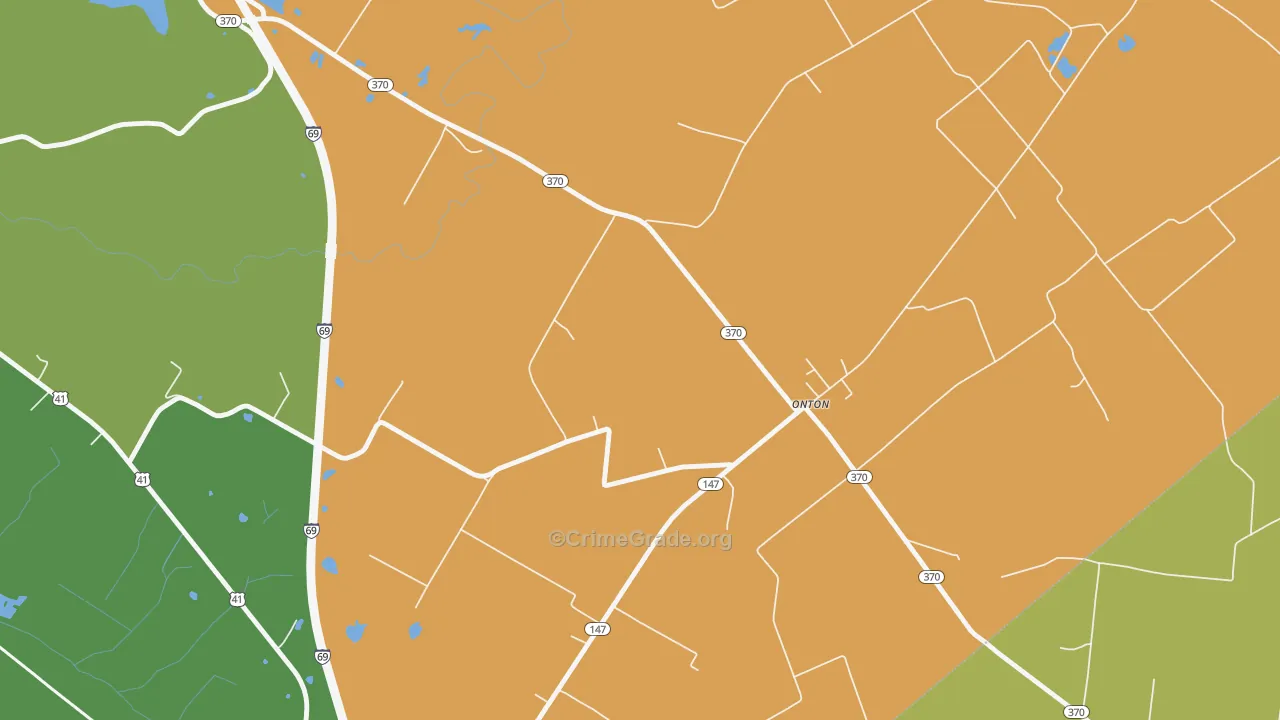 Onton, KY Map of Theft Rates