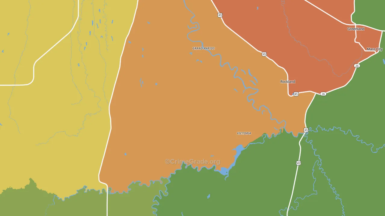 Ontonagon County, MI Map of Theft Rates
