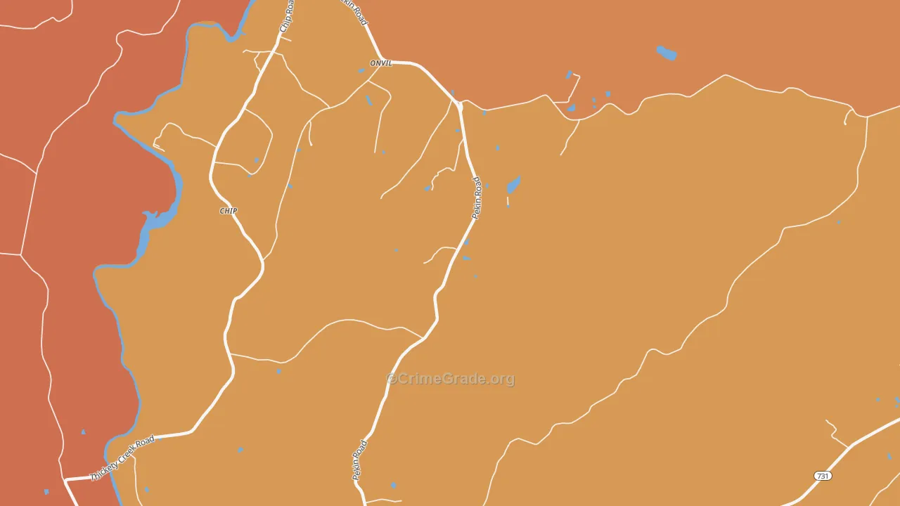 Onvil, NC Map of Theft Rates