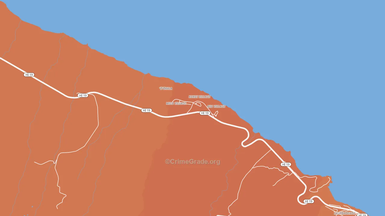 Ookala, HI Map of Theft Rates