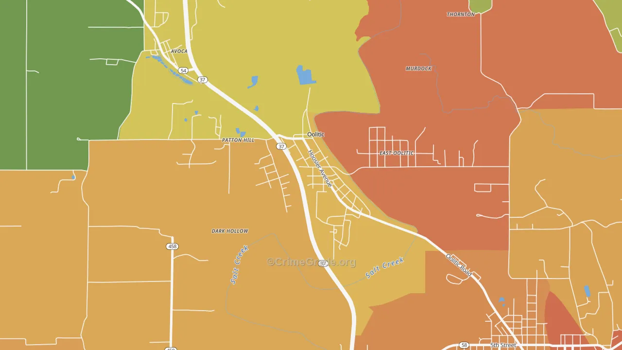 Oolitic, IN Map of Theft Rates