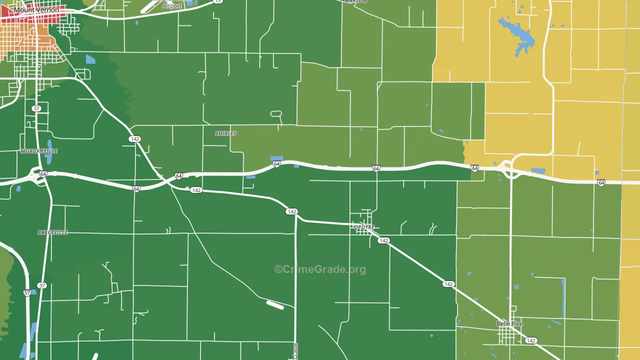 Opdyke, IL Map of Theft Rates