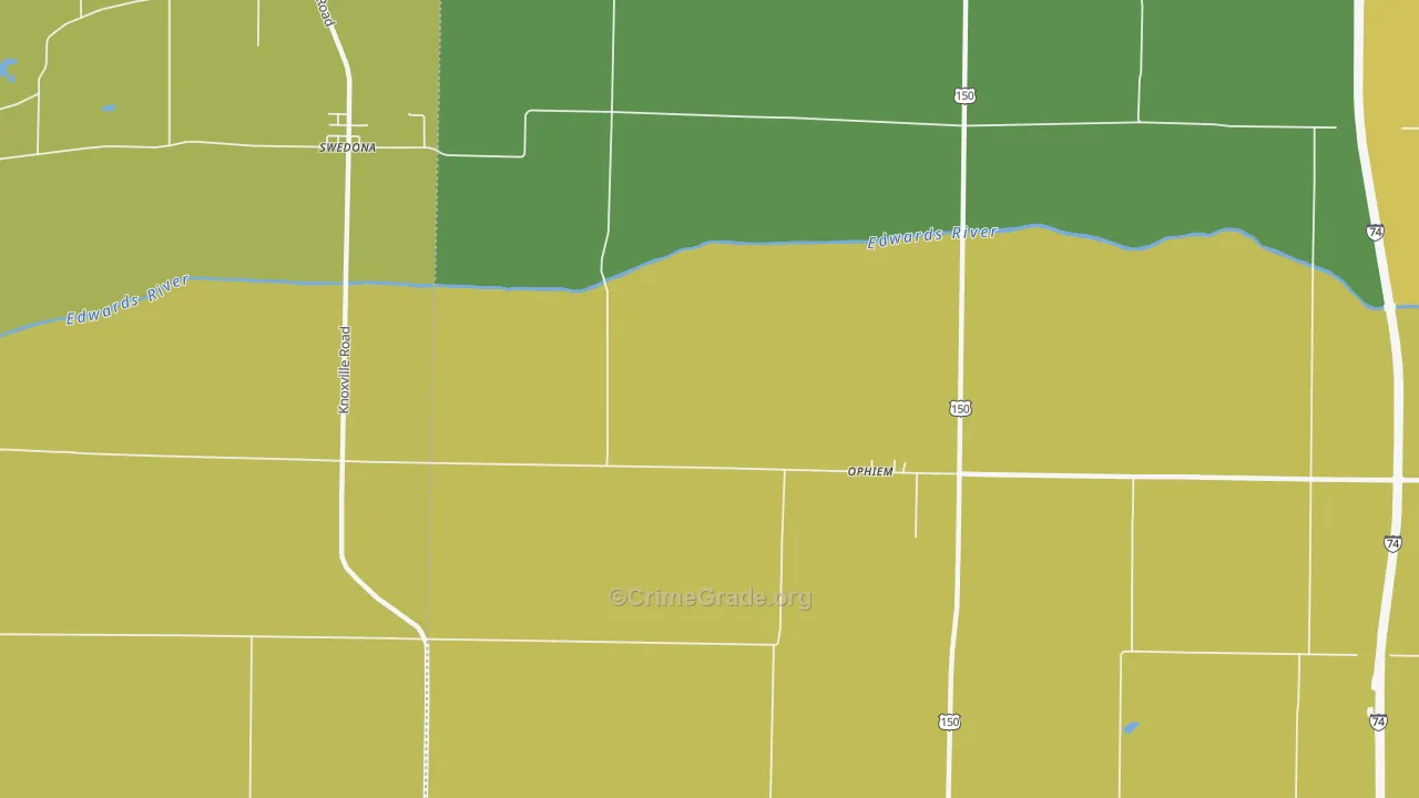 Opheim, IL Map of Theft Rates
