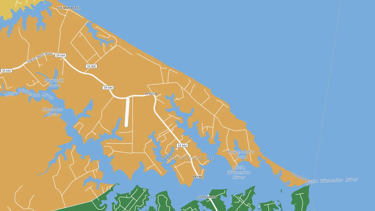 Ophelia, VA Map of Theft Rates