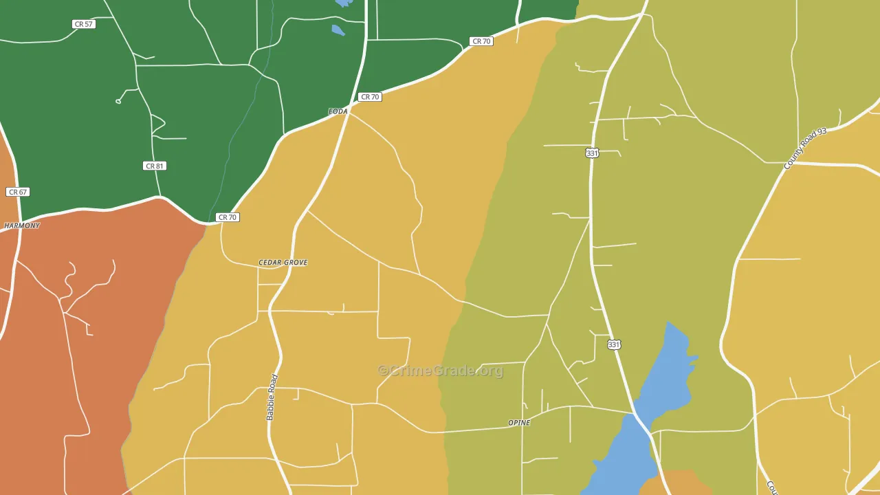 Opine, AL Map of Theft Rates