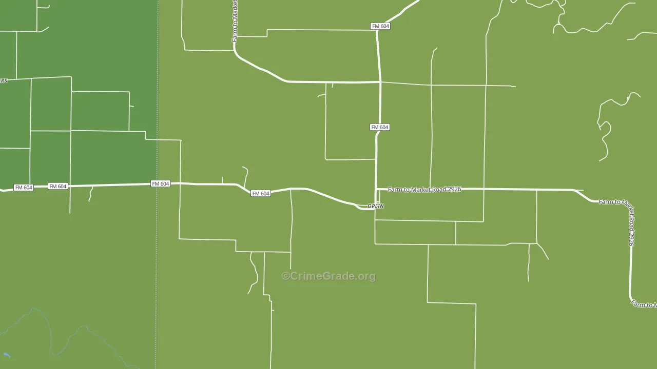 Oplin, TX Map of Theft Rates