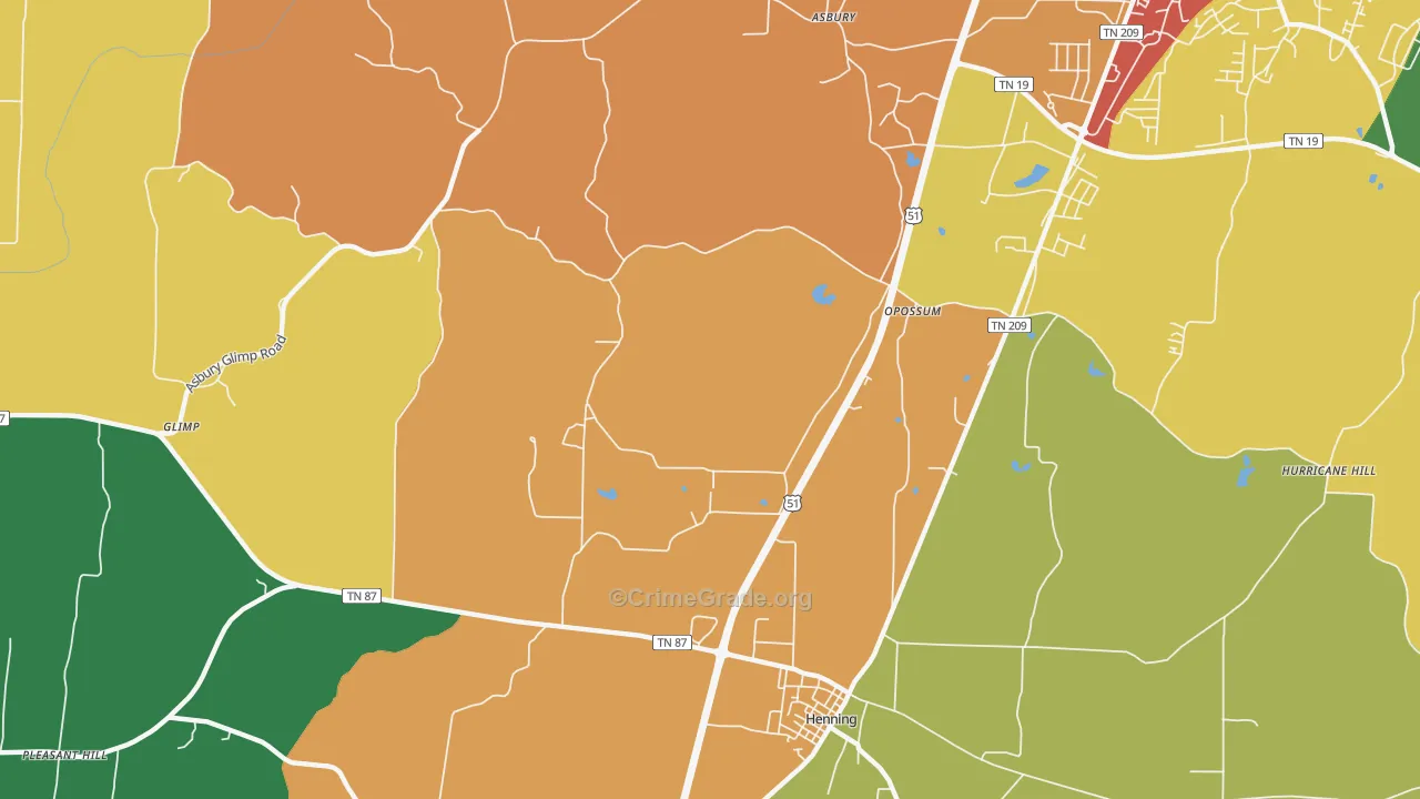 Opossum, TN Map of Theft Rates
