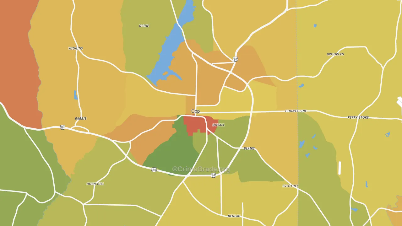 Opp, AL Map of Theft Rates