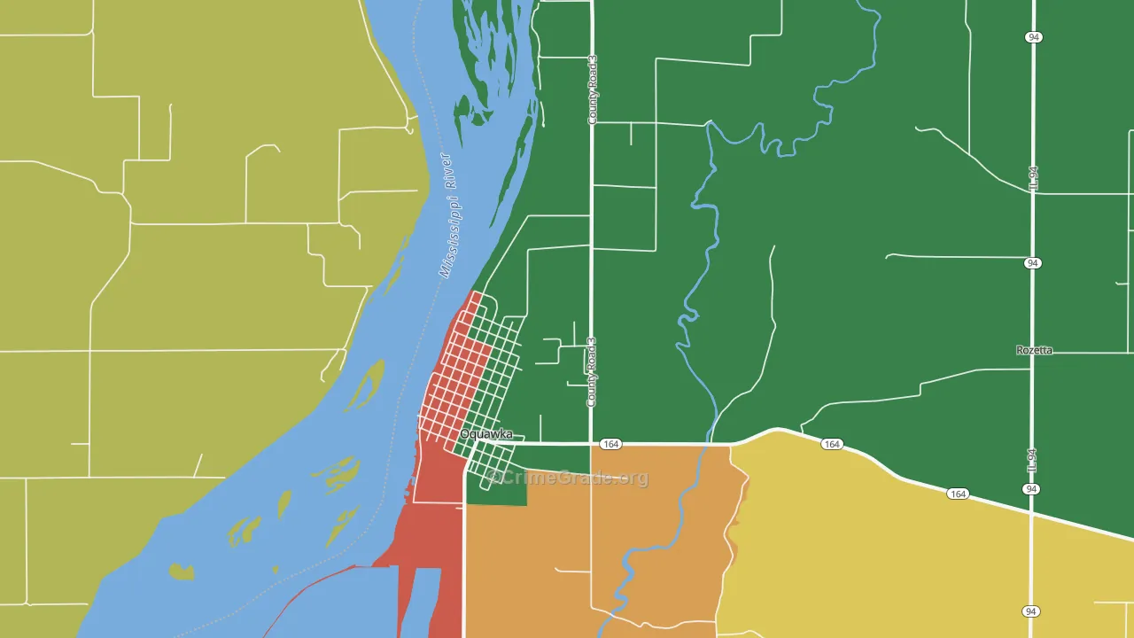 Oquawka, IL Map of Theft Rates