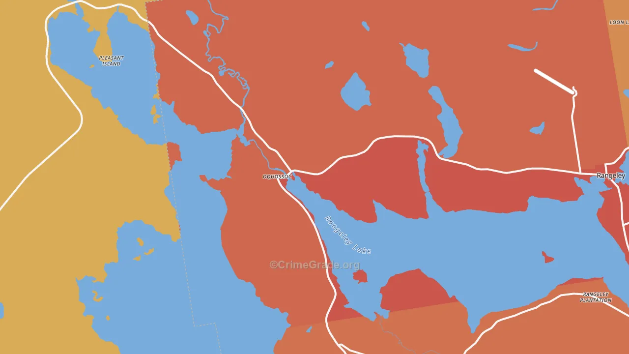 Oquossoc, ME Map of Theft Rates