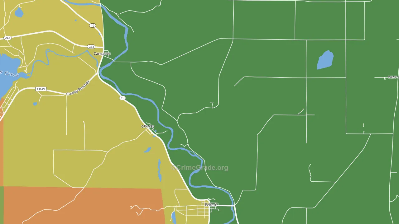 Oramel, NY Map of Theft Rates