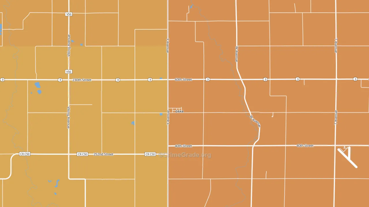 Oran, IA Map of Theft Rates