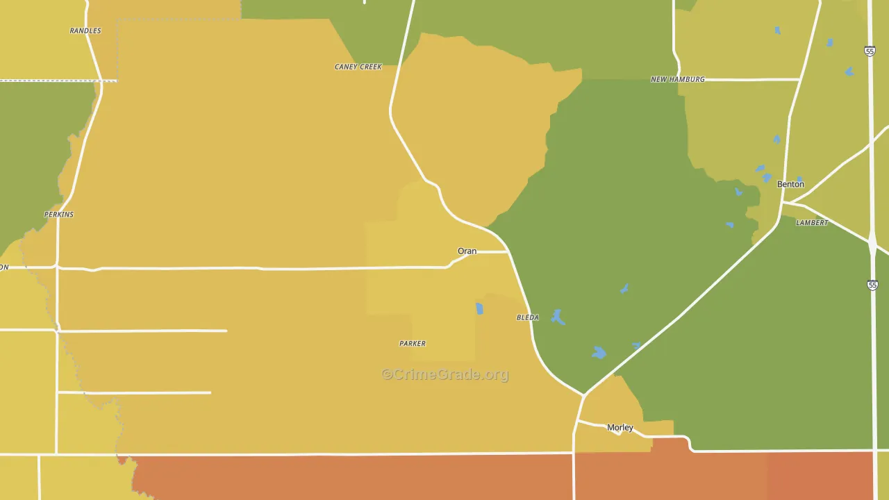 Oran, MO Map of Theft Rates