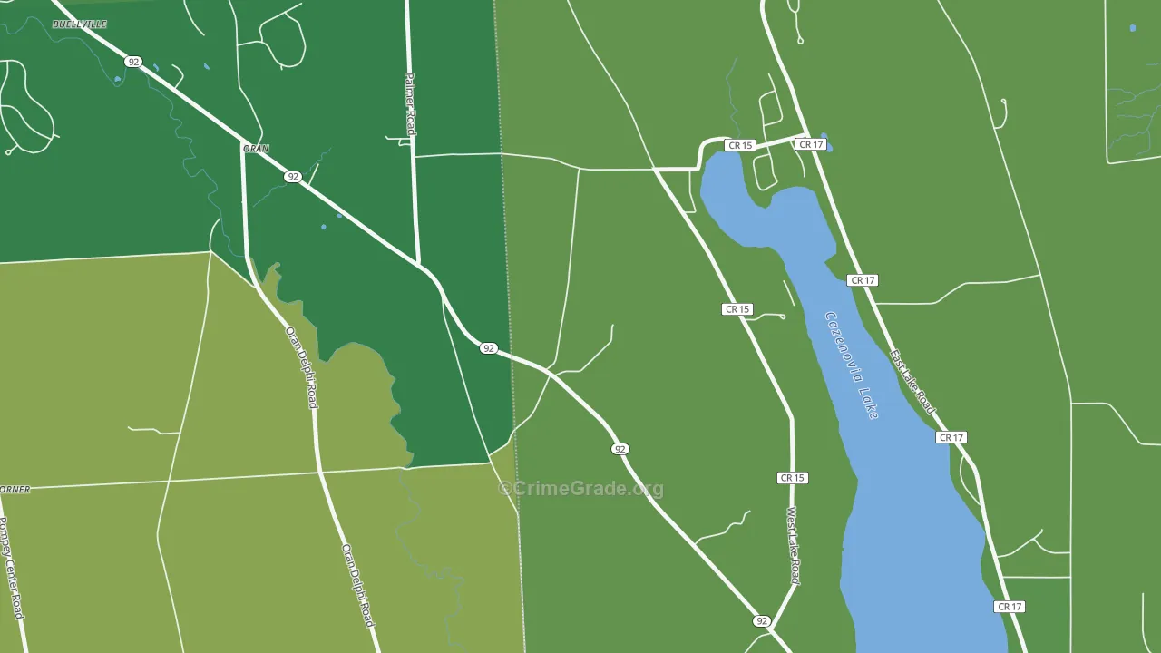 Oran, NY Map of Theft Rates