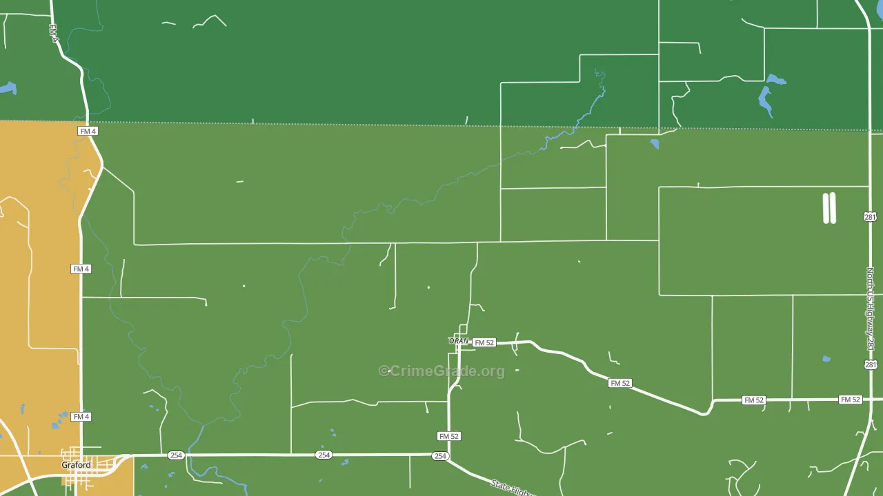 Oran, TX Map of Theft Rates