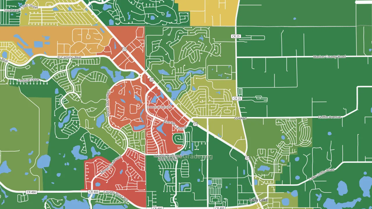 Orange Blossom Gardens, Lady Lake, FL Map of Theft Rates