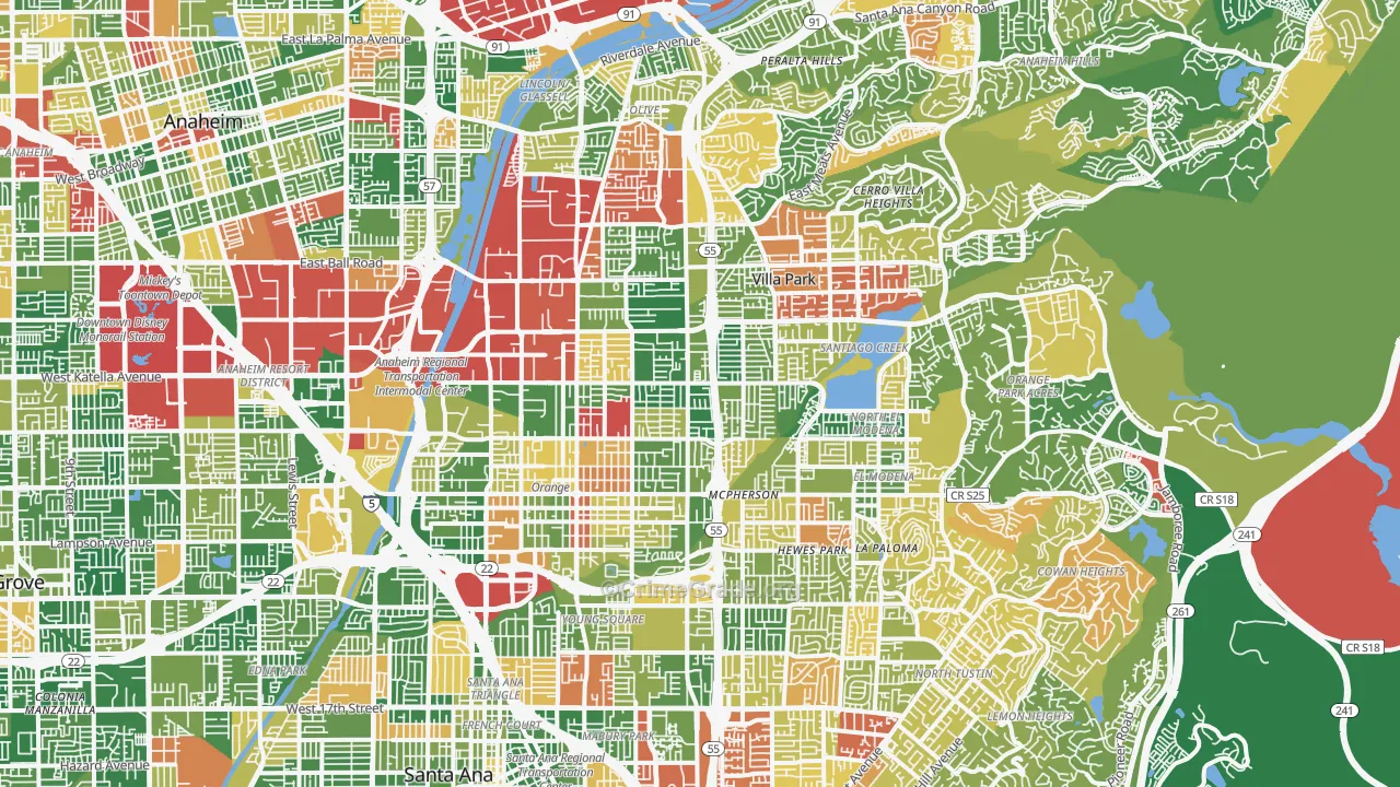 Orange, CA Map of Theft Rates