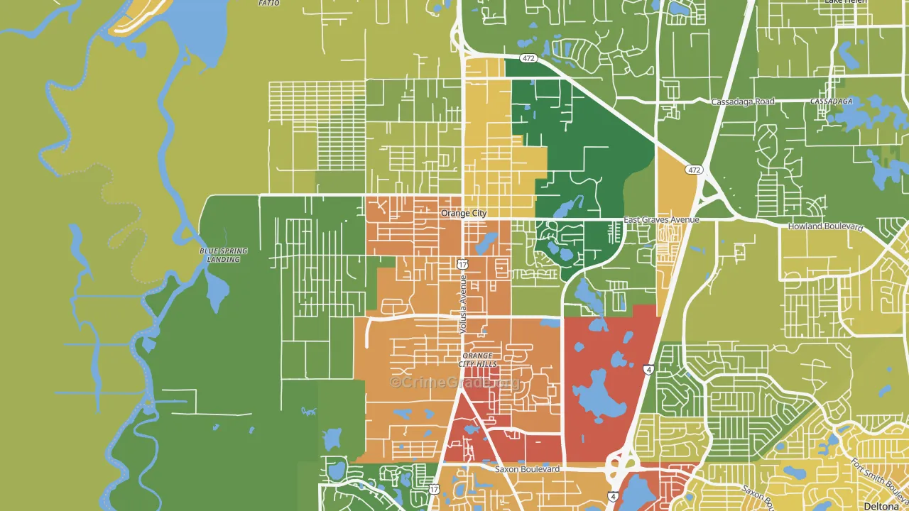 Orange City, FL Map of Theft Rates