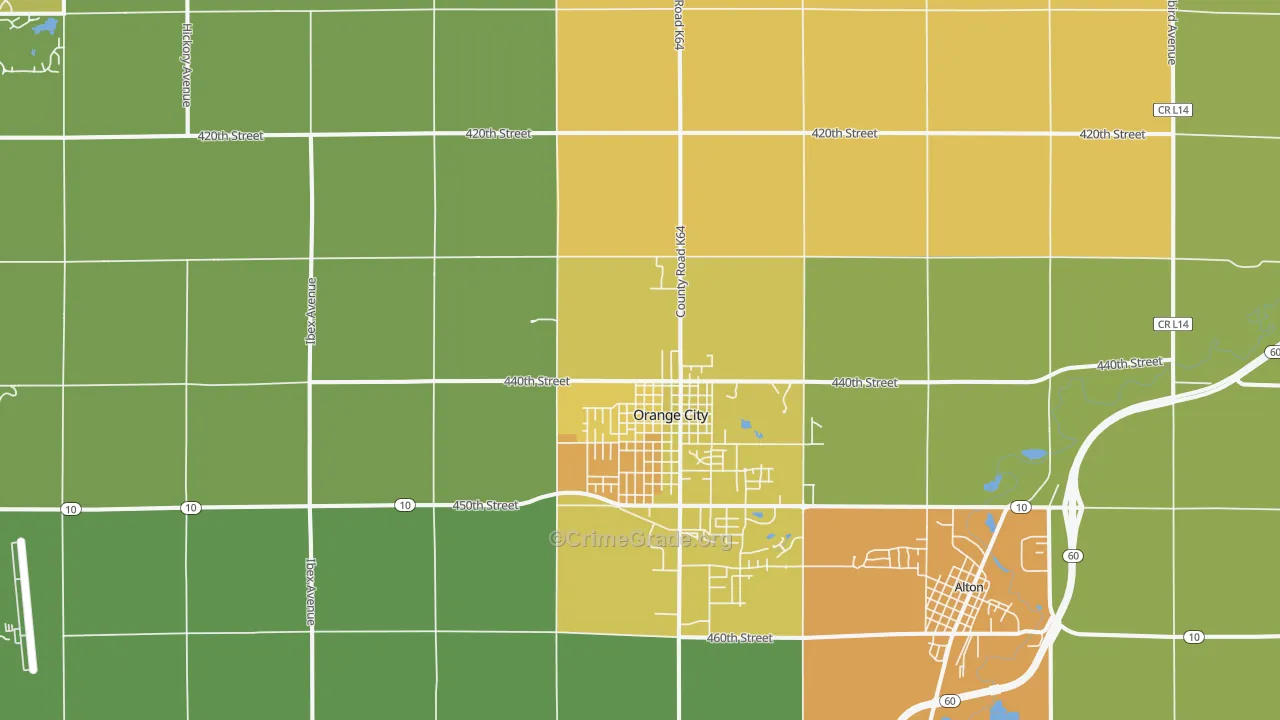 Orange City, IA Map of Theft Rates