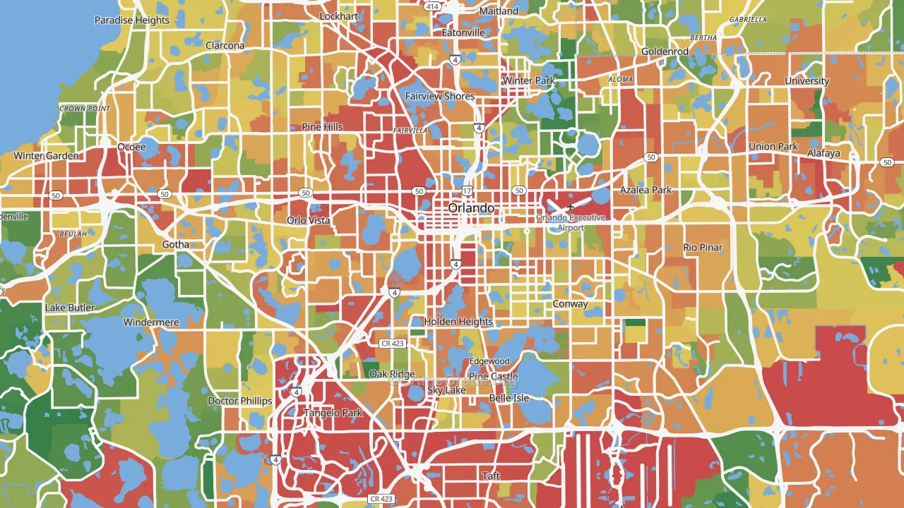 Orange County, FL Map of Theft Rates