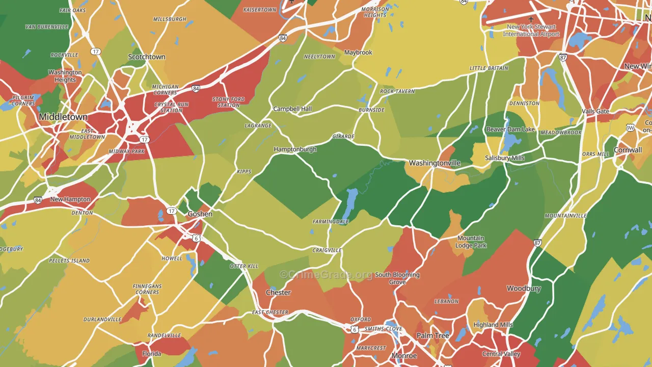 Orange County, NY Map of Theft Rates