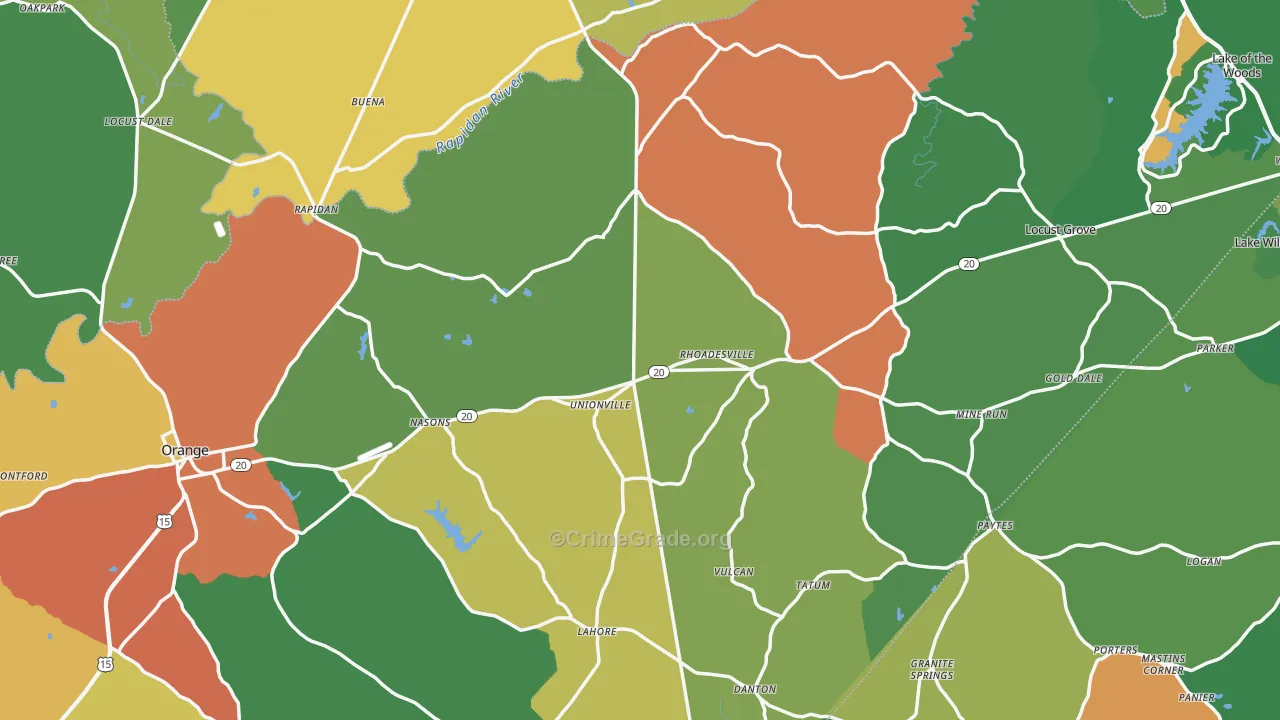 Orange County, VA Map of Theft Rates