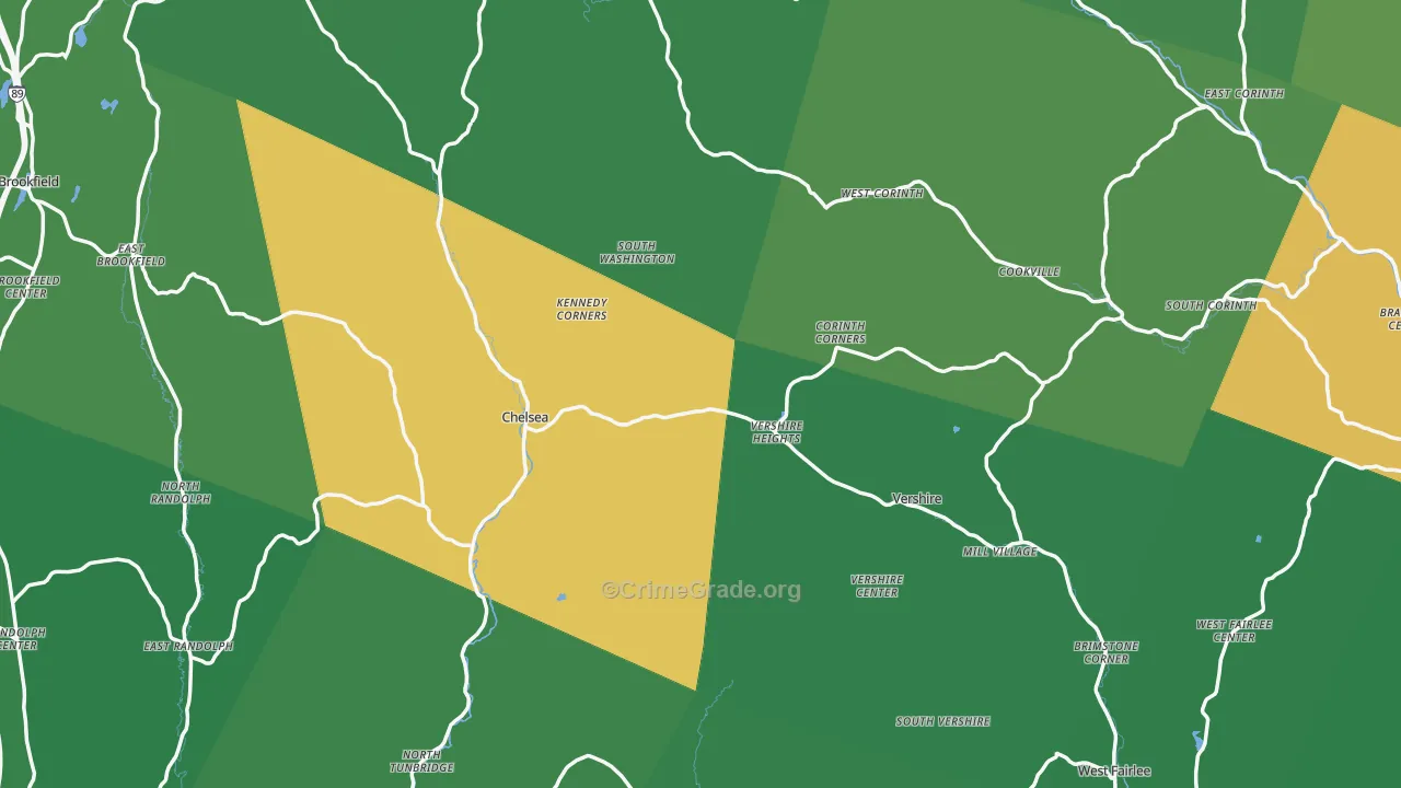 Orange County, VT Map of Theft Rates