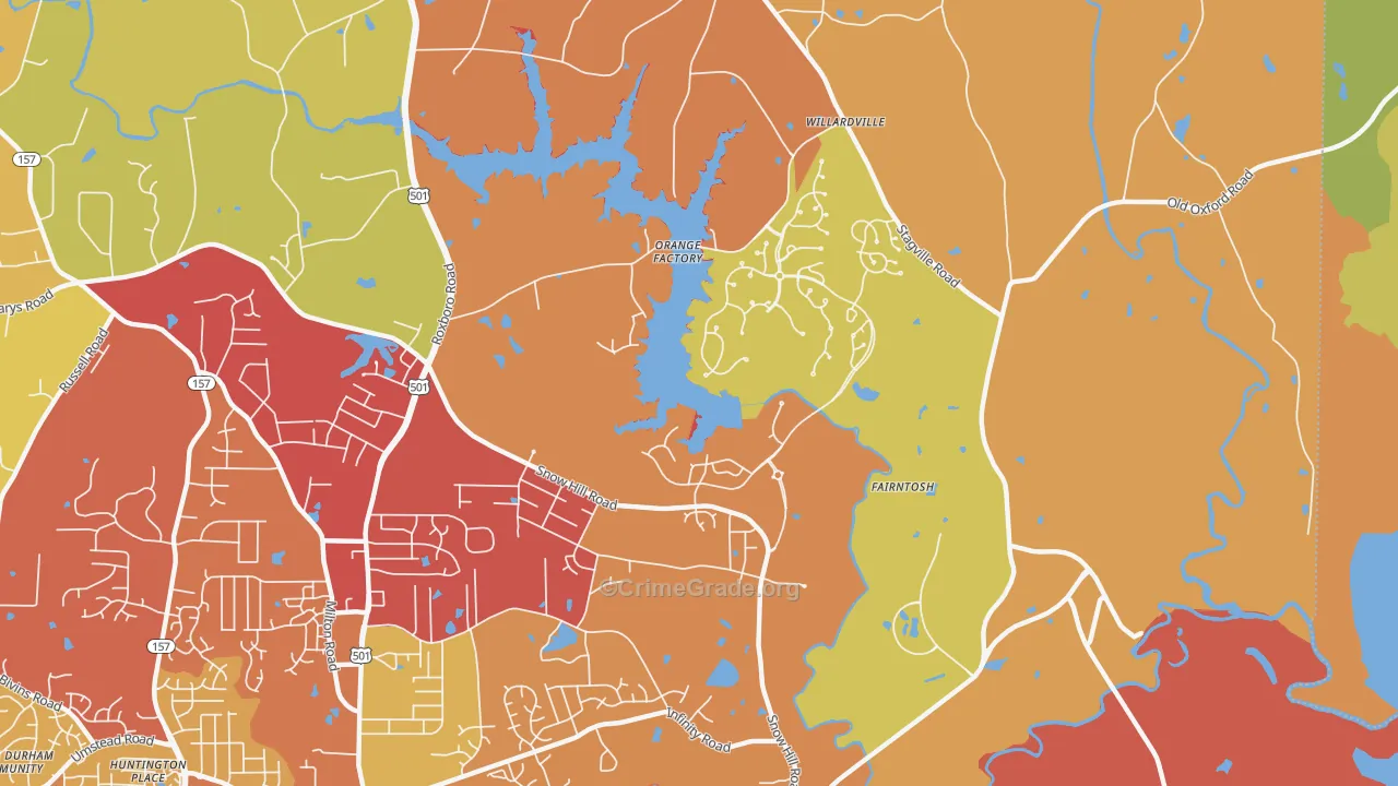 Orange Factory, NC Map of Theft Rates
