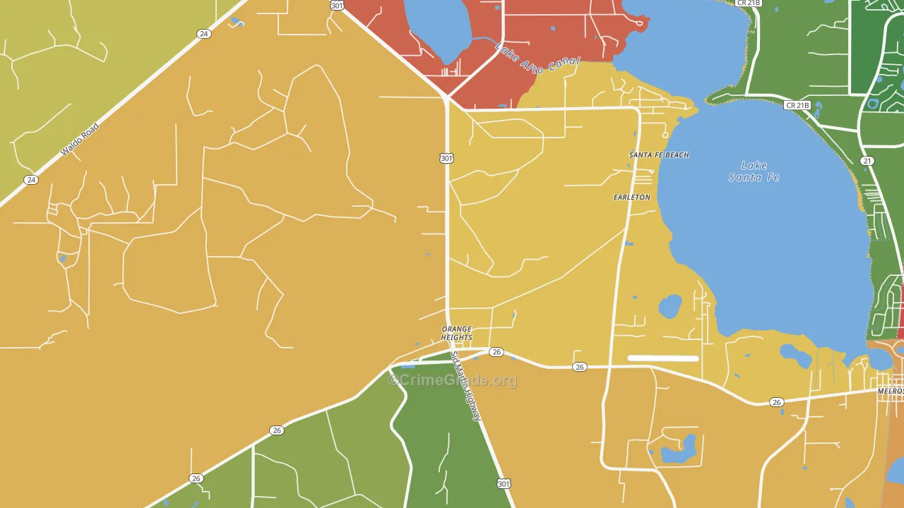 Orange Heights, FL Map of Theft Rates