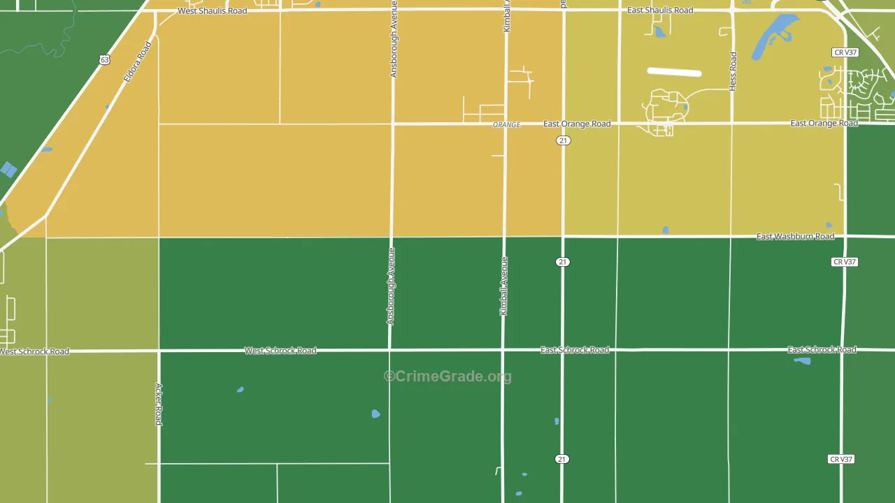 Orange, IA Map of Theft Rates