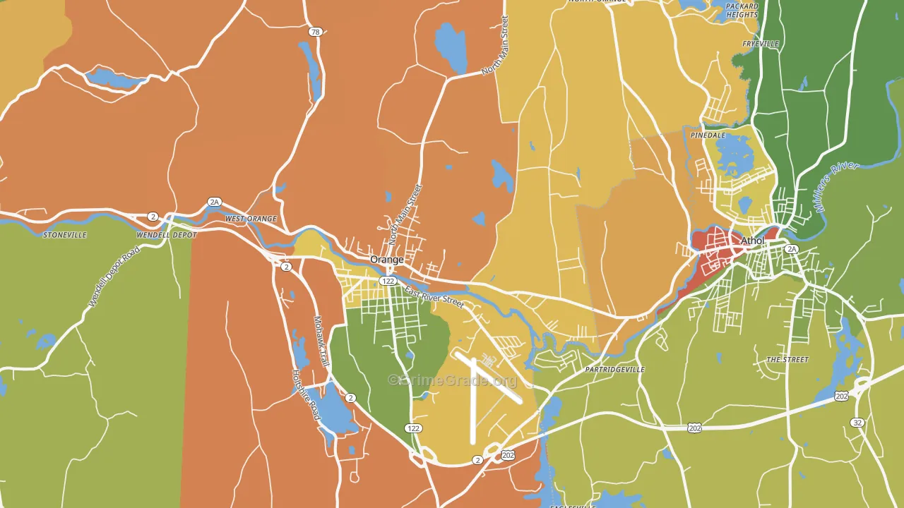 Orange, MA Map of Theft Rates
