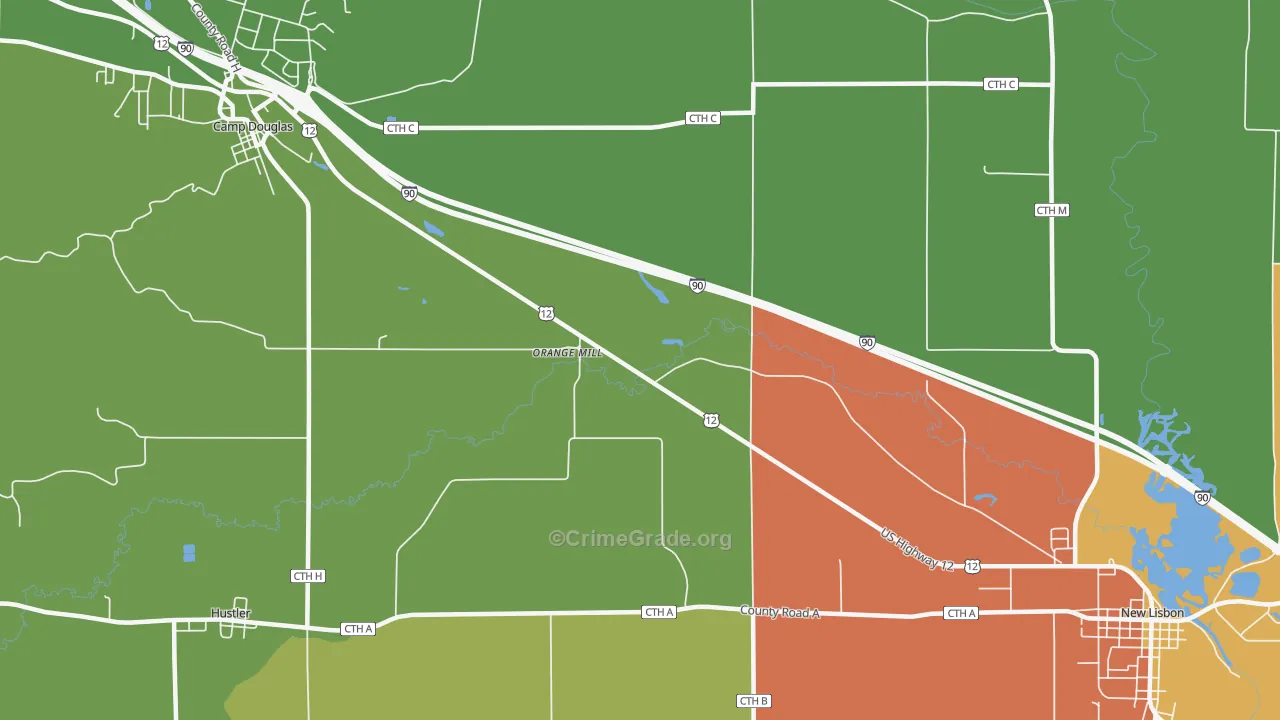 Orange Mill, WI Map of Theft Rates