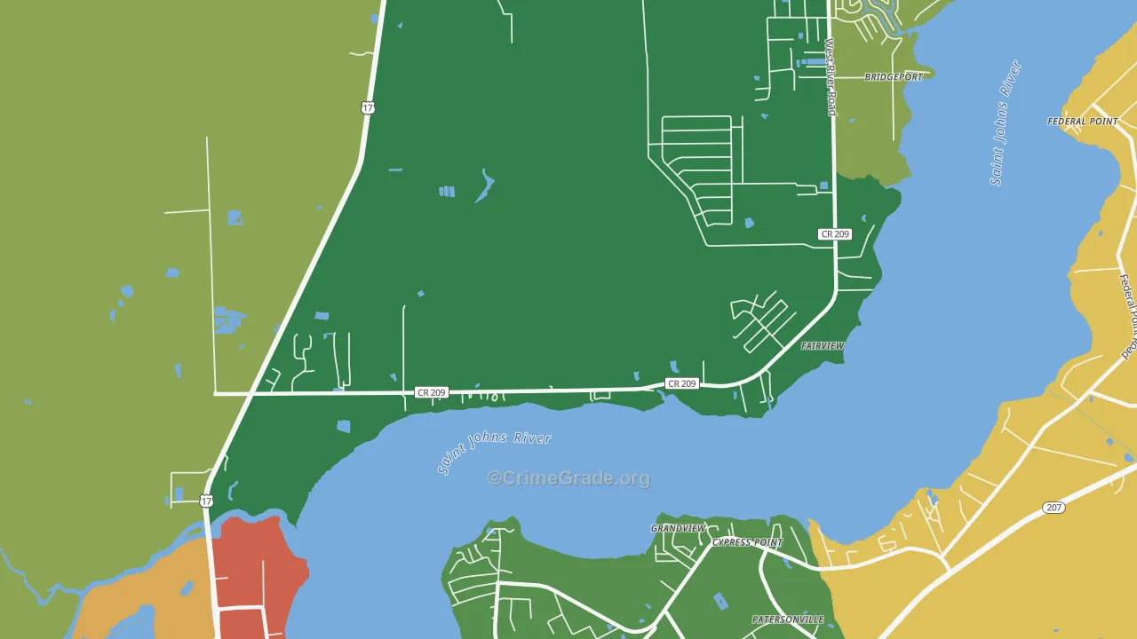 Orange Mills, FL Map of Theft Rates