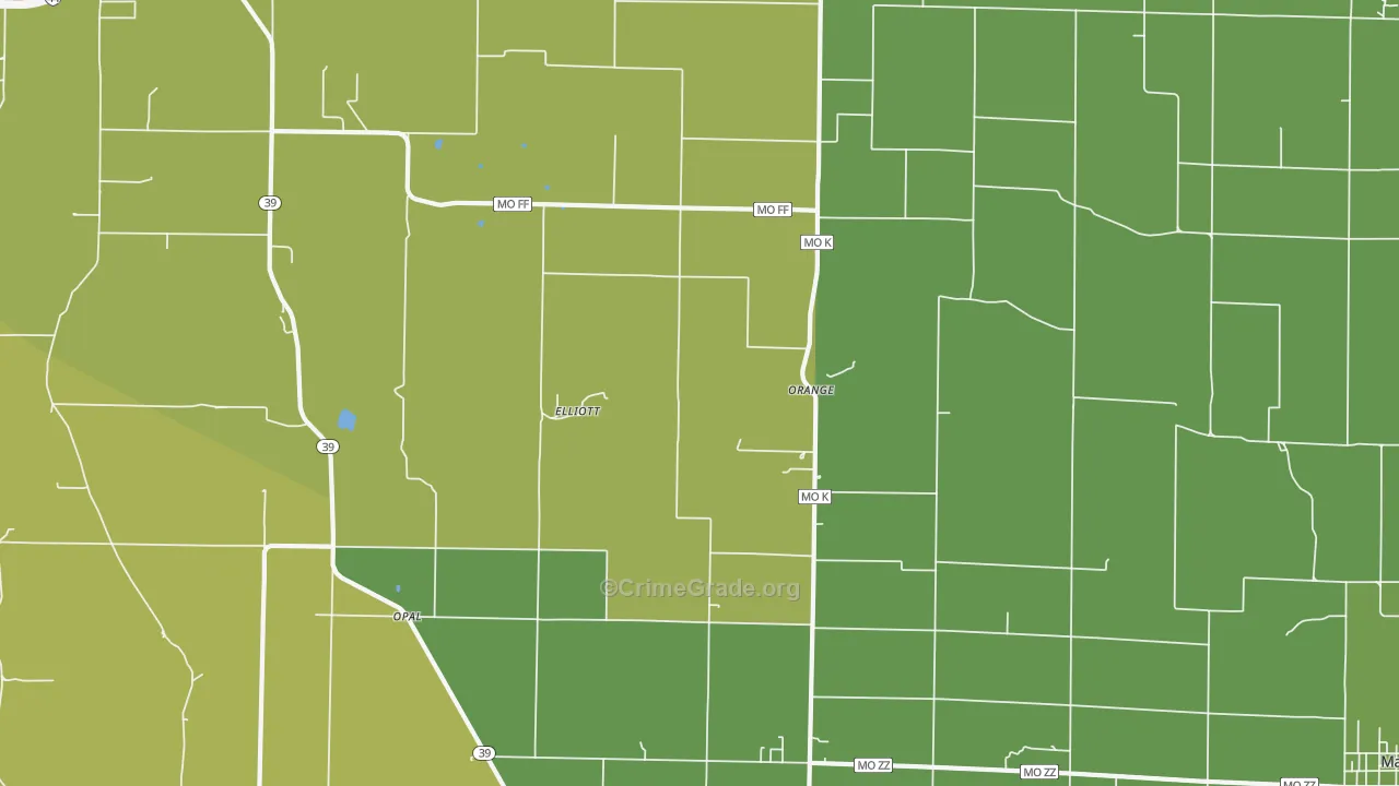 Orange, MO Map of Theft Rates