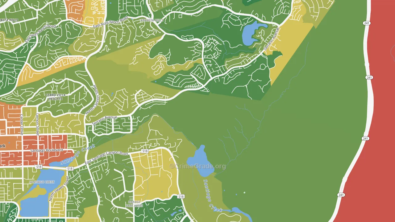 Orange Park Acres, CA Map of Theft Rates